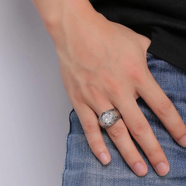 316Lステンレス Czダイヤモンド リング 【18号】 メンズのアクセサリー(リング(指輪))の商品写真