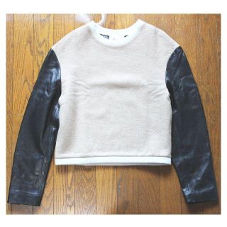 3.1 Phillip Lim 羊革レザー袖 ウールニット セーター レディース