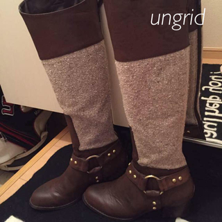 アングリッド(Ungrid)のRie様専用‣‣‣ungrid ロングブーツ ツイード 新品(ブーツ)