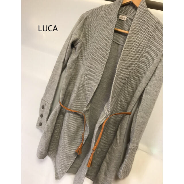 LUCA(ルカ)の美品★ルカ★LUCA上質グレーロングニット★牛皮レザーベルト付き★ウール★ レディースのトップス(ニット/セーター)の商品写真