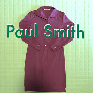 ポールスミス(Paul Smith)のポールスミス ボルドー チェック 長袖 シャツ ワンピース(ひざ丈ワンピース)