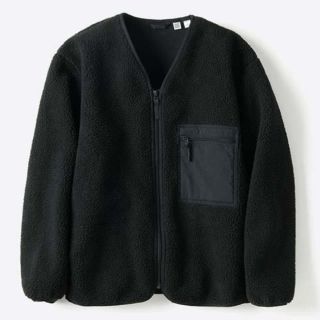 ユニクロ(UNIQLO)のUNIQLO Uボアフリースカーデガン黒(カーディガン)