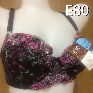 刺繍ブラジャー E80 ブラック、ピンク(ブラ)
