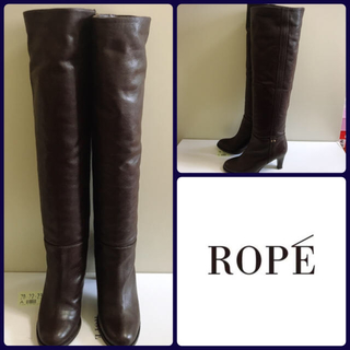 ロペ(ROPE’)の定価3.3万♡ROPE♡ダークブラウンレザー ニーハイブーツ♡(ブーツ)