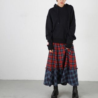 マウジー(moussy)の新品 タグ付き MOUSSY マウジー ロングチェックスカート レッド系(ロングスカート)