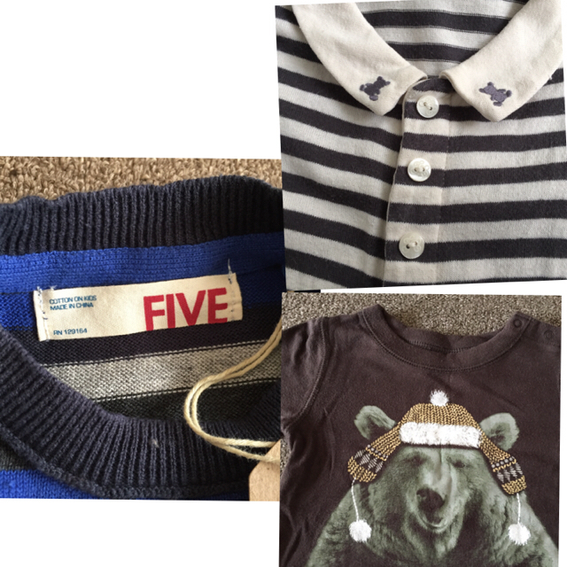 babyGAP(ベビーギャップ)のbabyGap足付きカバーオール70/コットンオンニット5T/bebeボーダー キッズ/ベビー/マタニティのベビー服(~85cm)(カバーオール)の商品写真