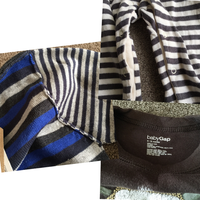 babyGAP(ベビーギャップ)のbabyGap足付きカバーオール70/コットンオンニット5T/bebeボーダー キッズ/ベビー/マタニティのベビー服(~85cm)(カバーオール)の商品写真