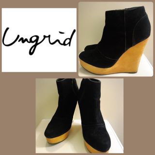 アングリッド(Ungrid)のungrid♡ブラックスエード ウエッジ ブーティ♡(ブーティ)