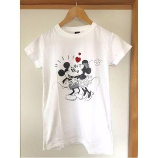 ディズニー(Disney)の20.①【新品未使用】ディズニーミッキー＆ミニーTシャツ レディースM(Tシャツ(長袖/七分))