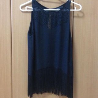 ザラ(ZARA)のZARA@フリンジトップス(カットソー(半袖/袖なし))