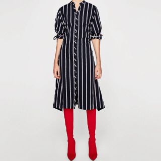 ザラ(ZARA)のZARA ストライプシャツワンピ(ひざ丈ワンピース)