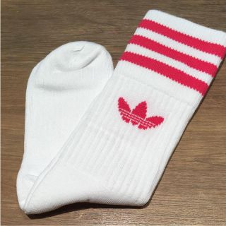 アディダス(adidas)のadidasソックス、22-24cm白ピンク(ソックス)