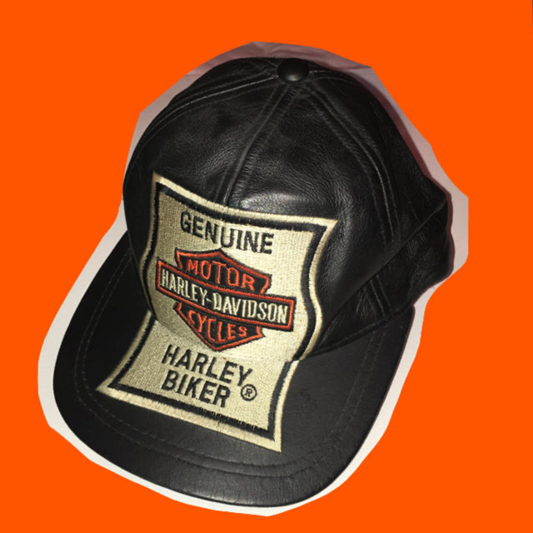 Harley Davidson(ハーレーダビッドソン)の牛革 ハーレー ワッペンデザイン 刺繍 キャップ 未着用 コレクション保管 メンズの帽子(キャップ)の商品写真