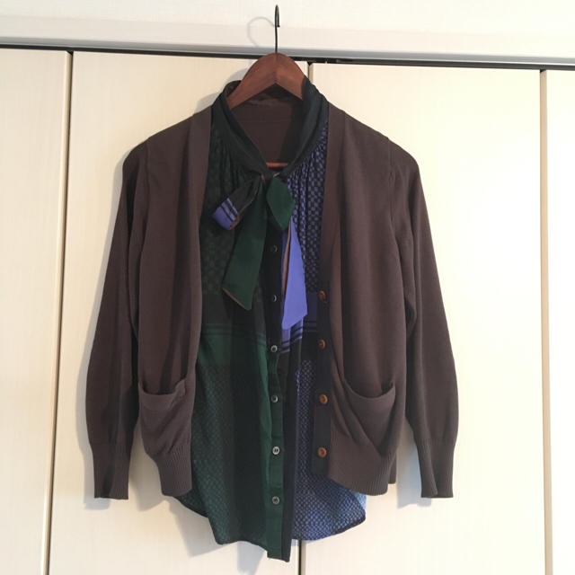 sacai(サカイ)のsacai  ブラウス付きカーディガン レディースのトップス(カーディガン)の商品写真