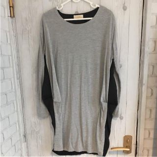 ダブルクローゼット(w closet)のw closetバイカラーサテン×コットンワンピース新品②(ひざ丈ワンピース)