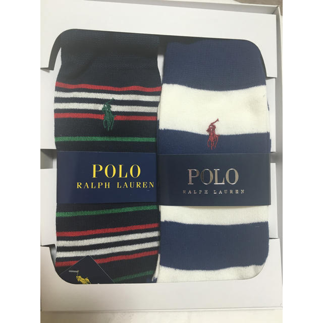 POLO RALPH LAUREN(ポロラルフローレン)の 箱付き【新品】POLO ラルフローレン 靴下2足 メンズのレッグウェア(ソックス)の商品写真