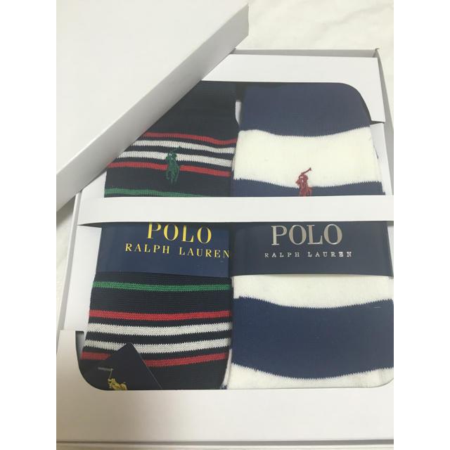 POLO RALPH LAUREN(ポロラルフローレン)の 箱付き【新品】POLO ラルフローレン 靴下2足 メンズのレッグウェア(ソックス)の商品写真