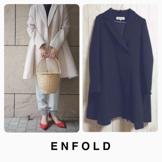 ジャケット/アウター【美品】ENFOLD / Aライントレンチコート ネイビー