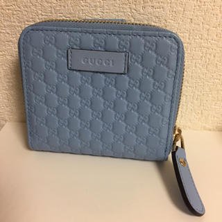 グッチ(Gucci)のマイクログッチシマ 二つ折り財布 ライトブルー(財布)