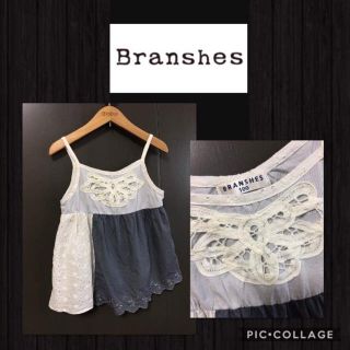 ブランシェス(Branshes)のBRANSHES キャミワンピース 刺繍入り レース 女の子 100cm(ワンピース)