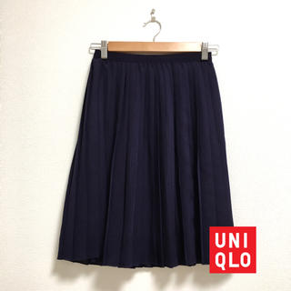 ユニクロ(UNIQLO)のユニクロ チュールスカート プリーツスカート ネイビー(ひざ丈スカート)