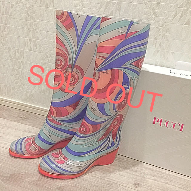 EMILIO PUCCI エミリオプッチ レインブーツ ブルー×ピンク 36