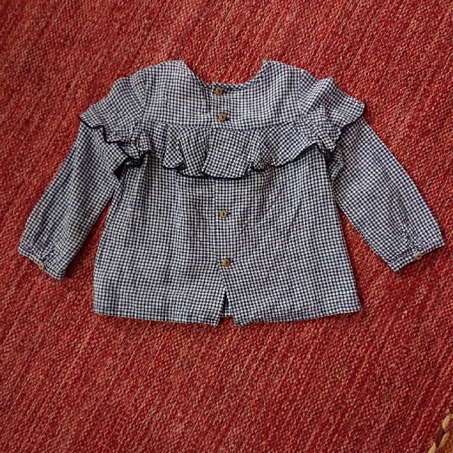 ZARA KIDS(ザラキッズ)のZara baby girl フリル付きギンガムチェックシャツ 86cm キッズ/ベビー/マタニティのベビー服(~85cm)(シャツ/カットソー)の商品写真