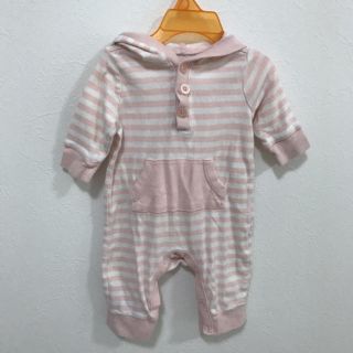 オールドネイビー(Old Navy)のOLD NAVY ピンクボーダー ロンパース 0-3month(ロンパース)