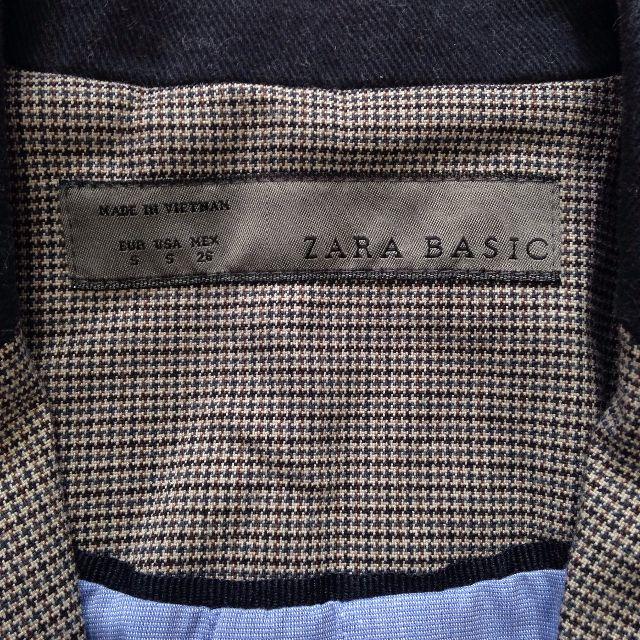 ZARA(ザラ)のZARA BASIC　ジャケット　チェック　ネイビー レディースのジャケット/アウター(テーラードジャケット)の商品写真