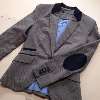 ザラ(ZARA)のZARA BASIC　ジャケット　チェック　ネイビー(テーラードジャケット)