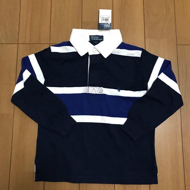 POLO RALPH LAUREN(ポロラルフローレン)の新品 4歳 4T 110 ポロラルフローレン 長袖ラガーシャツ ボーダー キッズ/ベビー/マタニティのキッズ服男の子用(90cm~)(Tシャツ/カットソー)の商品写真