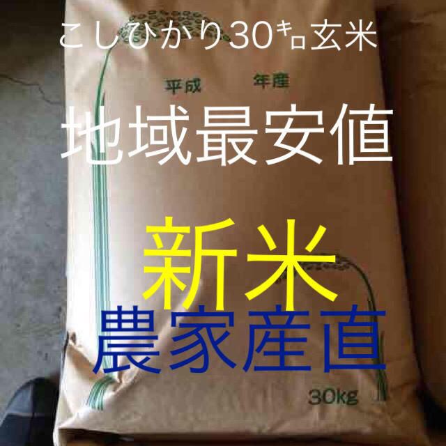 naaa様専用  新米こしひかり30㌔玄米4袋 食品/飲料/酒の食品(米/穀物)の商品写真