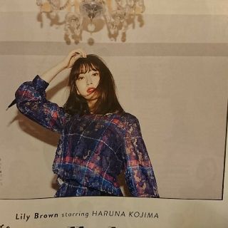 リリーブラウン(Lily Brown)のお値下げ☆リリーブラウン☆新品完売☆チェックプリントトップス☆ネイビー(シャツ/ブラウス(長袖/七分))