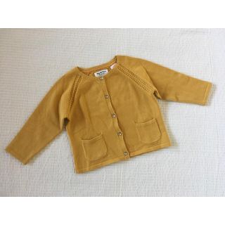 ザラキッズ(ZARA KIDS)の美品☆ZARA BABY☆定番ニットカーディガン マスタードイエロー 80(ニット/セーター)