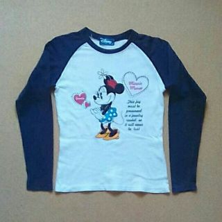 ディズニー(Disney)の★あきママ様専用★Tシャツ*ミニー*長袖*ラグラン*紺×白*S150(Tシャツ/カットソー)