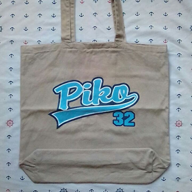 PIKO(ピコ)のトートバッグ*Piko*ベージュ×水色*綿*エコバッグ レディースのバッグ(エコバッグ)の商品写真