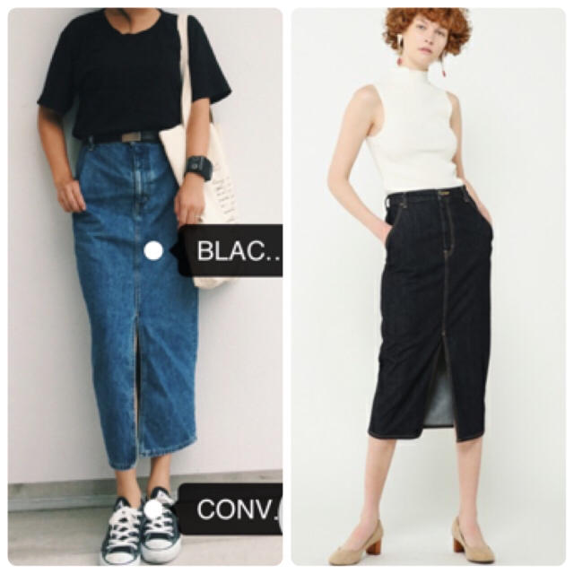 BLACK by moussy(ブラックバイマウジー)のBLACK BY MOUSSY Front slit Denim skirt レディースのパンツ(デニム/ジーンズ)の商品写真