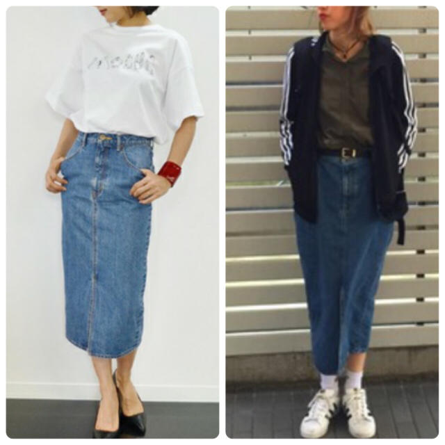 BLACK by moussy(ブラックバイマウジー)のBLACK BY MOUSSY Front slit Denim skirt レディースのパンツ(デニム/ジーンズ)の商品写真