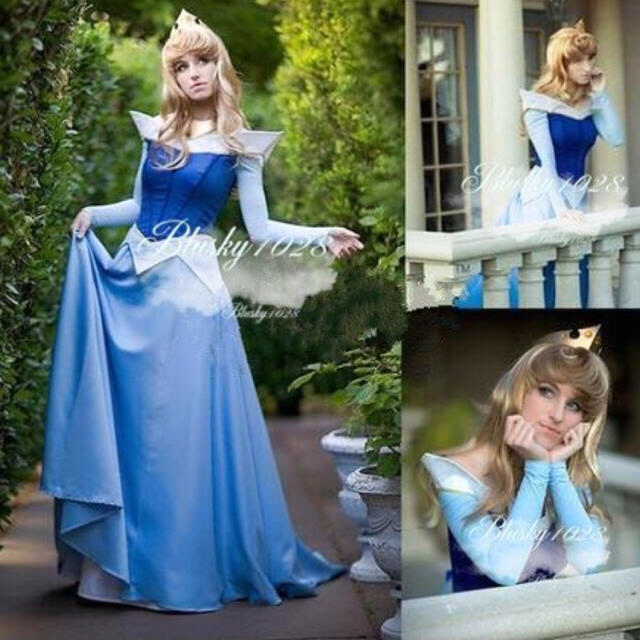 Disney(ディズニー)のオーロラ姫仮装用ドレス(Ｍ)ウィッグ パニエ オーロラ姫ティアラ風のピン 付き エンタメ/ホビーのコスプレ(衣装)の商品写真