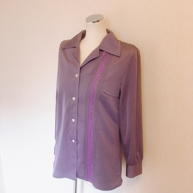 purple open coller blouse レディースのトップス(シャツ/ブラウス(長袖/七分))の商品写真