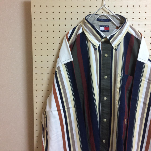 TOMMY HILFIGER(トミーヒルフィガー)の90s TOMMY HILFIGER ストライプシャツ マルチカラー  L メンズのトップス(シャツ)の商品写真