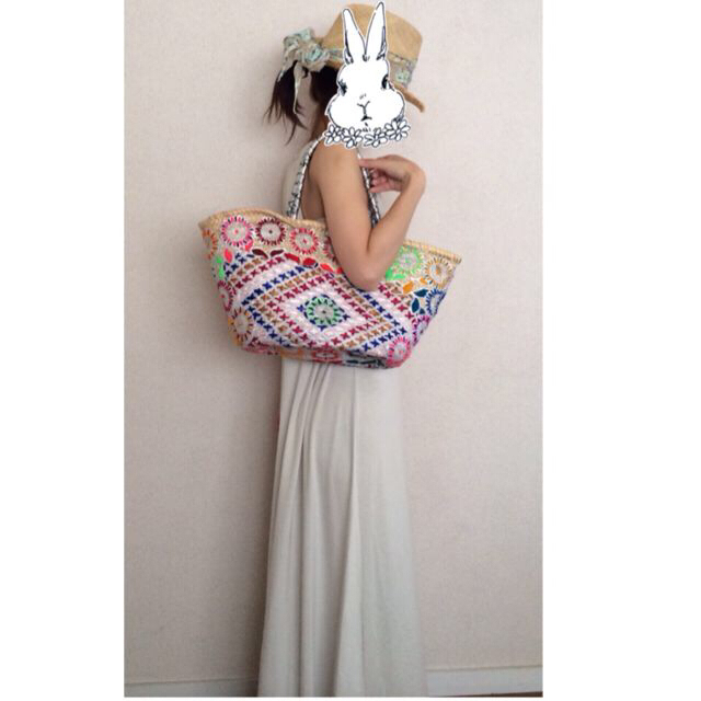 ROSE BUD(ローズバッド)の刺繍×リボンかごバック レディースのバッグ(トートバッグ)の商品写真