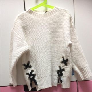 ザラキッズ(ZARA KIDS)のリボン付きマイクロシェニーセーターとガウチョ(ニット)