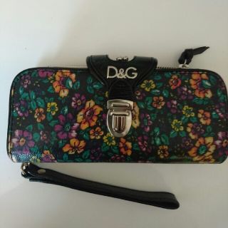 ドルチェ&ガッバーナ 三つ折り財布 Dolce & Gabbana 花柄 黒