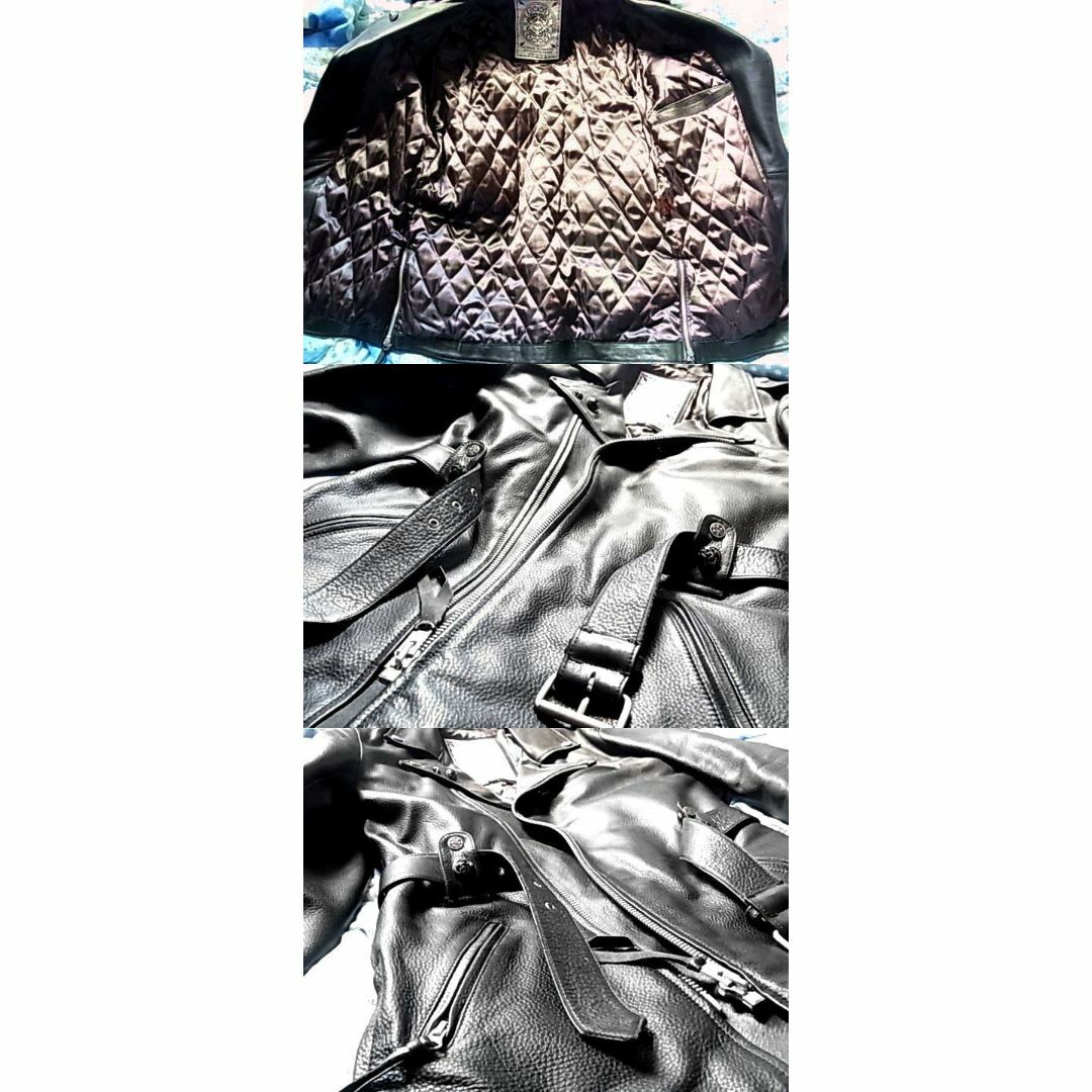 美品デマゴーグDEMAGOGUE レザー ライダース ロング ジャケット革M肉厚 メンズのジャケット/アウター(ライダースジャケット)の商品写真
