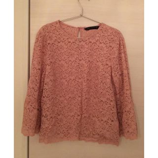 ザラ(ZARA)のZARA ピンクレースカットソー(カットソー(長袖/七分))