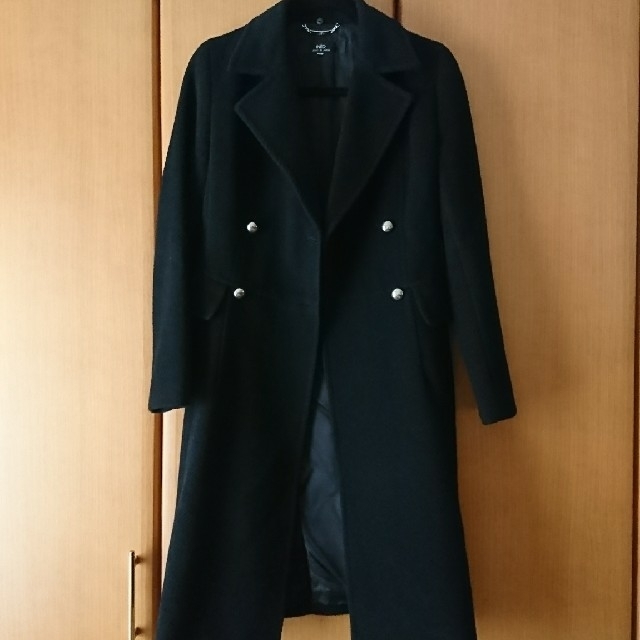 INED(イネド)のイネド　黒アンゴラコート　ウール レディースのジャケット/アウター(ロングコート)の商品写真