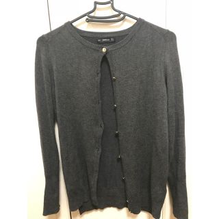 ザラ(ZARA)のZARAニットカーディガン S グレー(カーディガン)