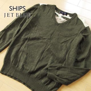 シップスジェットブルー(SHIPS JET BLUE)の美品 Mサイズ SHIPS JET BLUE メンズ カモフラ柄ニット カーキ(ニット/セーター)