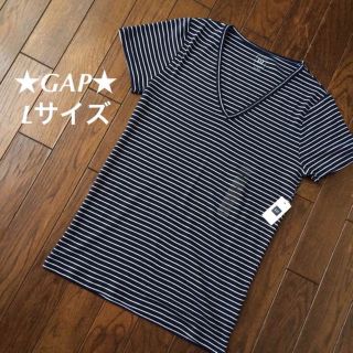 ギャップ(GAP)の未使用★GAP★ボーダーVネックカットソー★Lサイズ(その他)